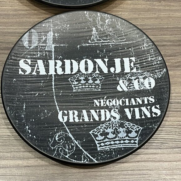 Set Of 4 Williams-Sonoma Black Vineyard Slate Appetizer Plates Wine Themed - Picture 4 of 16